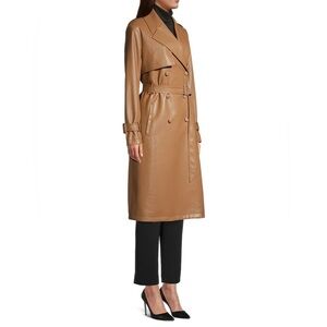 NWT Elie Tahari Caramel Vegan Leather Trench Coat